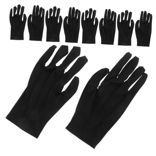 DOITOOL 5 Paare Wiederverwendbare Schwarze Nylonhandschuhe Atmungsaktiv und Fusselfrei für Herren und Damen Vielseitig für Schmuckhandling Münzinspektion Uhrpflege und Kunsthandwerk von DOITOOL