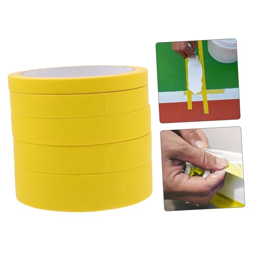 DOITOOL 5 Rollen Maskierband Malerkrepp Papier Abdeckband für Autolackierung und Heimwerker Malerarbeiten Vielseitig Einsetzbar Leicht Abreißbar Gelb von DOITOOL