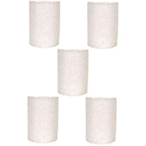 DOITOOL 5 Stück Beige Stofflampenschirm Lampenschirm für Tischlampe Schreibtischlampe Schatten wandleuchte Ersatzlampenschirm Moderner Lampenschirm strukturiertes Metall von DOITOOL