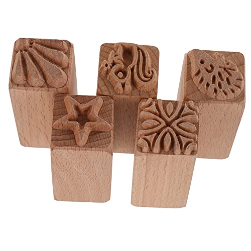 DOITOOL 5 Stück Holzstrukturstempel Slot Kuchendekoration Drücken Kuchenstempel Aus Holz Backen Stempel Kuchen Stempel Backen Stampfer Dessertstempel Backstampfer von DOITOOL