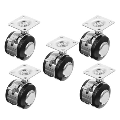 DOITOOL 5 Stück Teiliges Möbelrollen mit Bremse Geräuscharme Lenkrollen für Bürostuhl und Sessel Verschleißfest Leicht zu Montieren Geeignet für Harte Böden und Teppich Vielseitig von DOITOOL