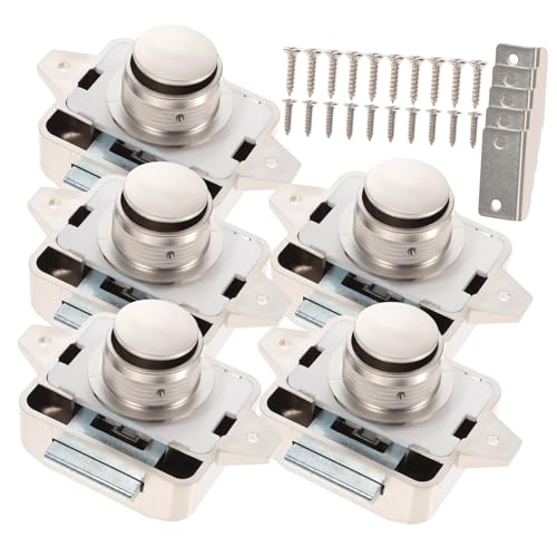 DOITOOL 5 Stück Teiliges Schlüsselloses Druckknopf schrankriegelschloss aus Zinklegierung Minimalistisches Design Stabile Verriegelung für Wohnmobil Yacht Boot Möbel ohne von DOITOOL