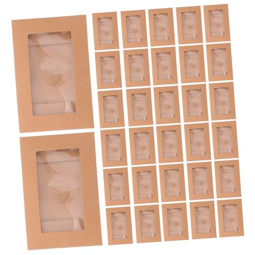 DOITOOL 50 Stück Papierkarten umschläge mit Herzverschluss Mini Einladungskarten hüllen aus Glattem Kraftpapier Praktische Briefumschläge für Hochzeiten Feiern Babypartys Geburtstage von DOITOOL