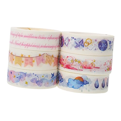 DOITOOL 6 Rollen Washi Tape Dekoratives Klebeband Langlebiges Scrapbook Masking Tape Selbstklebend Einfach zu Reißen für Tagebuch Kalender Fotoalbum und Diy Bastelprojekte Geeignet von DOITOOL