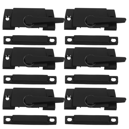 DOITOOL 6 Sets Fensterflügelschloss: Schwarzer Flügelverschluss – Halbmond-Fensterschloss – Schieberiegel für Rechtsmontage für mehr zu Hause von DOITOOL