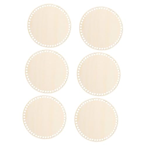 DOITOOL 6 Stück Häkelkorb Körbe Basis Aus Korbgeflecht Hängend Geformt Runde Web-strickbasis Korbflechtset Strickkorb Runden Kreisförmig Loch Korbgestelle Zum Weben Gewebte Holz Beige von DOITOOL