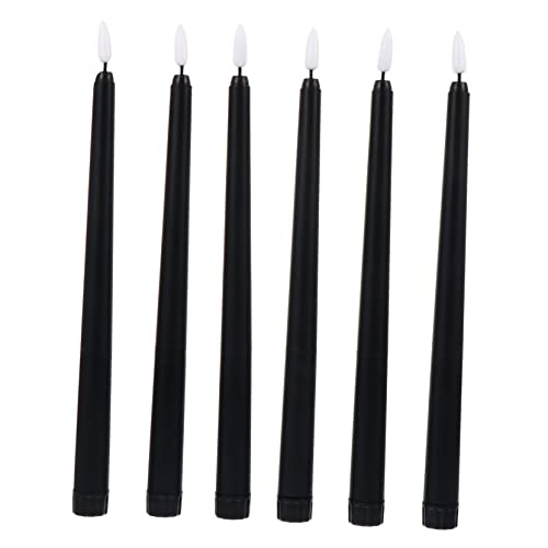 DOITOOL 6 Stück Lange Stabkerzen Dochtkerze Dekorative Kerzenhalter Schwarze Spitzkerzen Led-Dinnerkerze Valentinstag Spitzkerze Halloween-Kerze Lampe Kunststoff Schwarz von DOITOOL