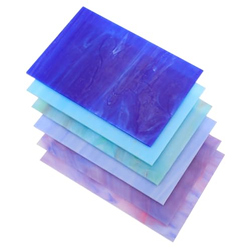 DOITOOL 6 Stück Teiliges Buntglasplatten in Farbige Kathedralglas Mosaikfliesen für DIY Bastelarbeiten Heim und Gartendekoration Festliche Anlässe von DOITOOL