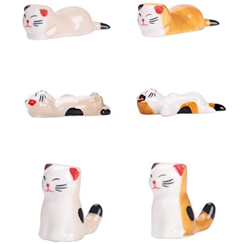 DOITOOL 6 Stück Teiliges Katzen Design Stäbchenhalter Set Keramische Essstäbchen Ablage für Küche und Tischdekoration Multifunktionales Küchenzubehör für von DOITOOL