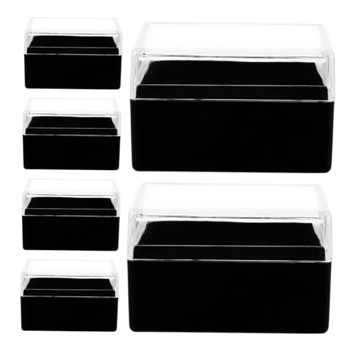 DOITOOL 6-Teilige Boxen Muster Vitrine klein Mineralien Kristalle Showcase Exemplare schmuck aufbewahrungsbox schmuckschatulle schmuckkästchen Probenbehälter Container anzeigen Acryl Black von DOITOOL