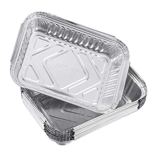 DOITOOL Grillschalen Aluminium, 60 StüCk Aluschalen Grillschale Alu Einweg für Schalen, Alu Tropfschalen für Gasgrill, Holzkohlegrill & Elektrogrill (19.5x14.4x8cm) von DOITOOL