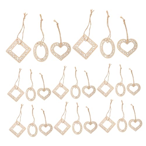 DOITOOL 60 Stück Holzrahmen für Bastelarbeiten Unvollendete Holzanhänger in Herz- Rechteck Ovalform Leichte DIY Dekorationen zum Bemalen Aufhängen für Valentinstag Hochzeit Kunstprojekte von DOITOOL