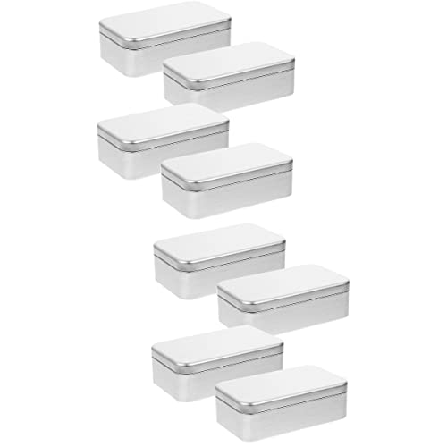 DOITOOL 8 Leere Metalldosen Mit Deckel Kleine Blechdosen Rechteckige Metalldosen Mit Deckel Für Leckereien Kerzen Gefälligkeiten Bastelgeschenke (Silber) von DOITOOL