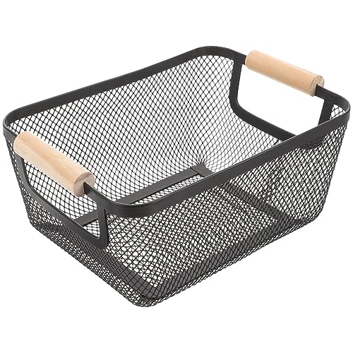 DOITOOL Drahtkorb Metallkorb Aufbewahrungskorb aus Schmiedeeisen mit Holzgriff Rechteckiger Schwarzer Gitterkorb Organizer für Badezimmer und Regale Großer Stauraum Nordisches Design DOITOOL Drahtkorb Metallkorb Aufbewahrungskorb aus Schmiedeeisen mit Holzgriff Rechteckiger Schwarzer Gitterkorb Organizer für Badezimmer und Regale Großer Stauraum Nordisches Design von DOITOOL