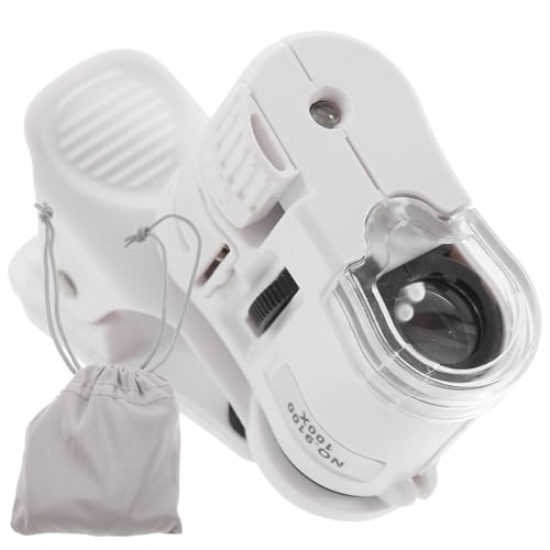 DOITOOL Aufsteckbares Handymikroskop Taschenmikroskop Für Telefonlupe Tragbares Minimikroskop Handyhalter Juwelierfernrohr Handyhalter 100 Fach Telefonmikroskop Tuch Weiß von DOITOOL