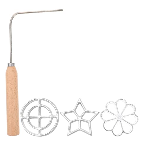 DOITOOL Backformen Set Ddr 4 Bunuelos Mit Griff Aluminiumguss Waffelformen Rosetten Kuchenring Plätzchen Bunuelos Werkzeug Zum Backen Kochen In Küche Backform Gusseisen Rinderfett Zum Frittieren von DOITOOL