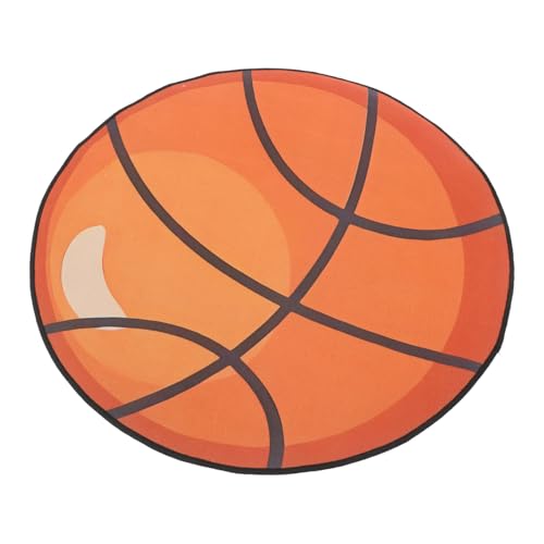 DOITOOL Basketballfußpad Stuhl Teppichmatte Basketball-Thementeppich Runder Sportteppich Sport Teppich Teppich Schreibtischstuhlmatte Basketballdekor Sportteppiche Kristallsamt von DOITOOL