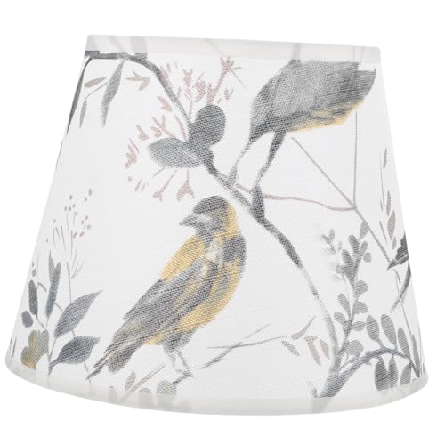 DOITOOL Blumen Vogel Stoff Lampenschirm Tischlampe Ersatz Lampenschirm Rund Dekorativer Leuchtenschirm für Wohnraum und Schreibtischlampe von DOITOOL