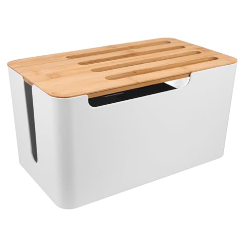 DOITOOL Kabelaufräumbox Mit Integriertem Steckdosen Organizer Aus Pp Und Bambus Für Ladekabelmanagement Und Aufbewahrung Von Elektrokabeln Und Steckdosenleisten von DOITOOL