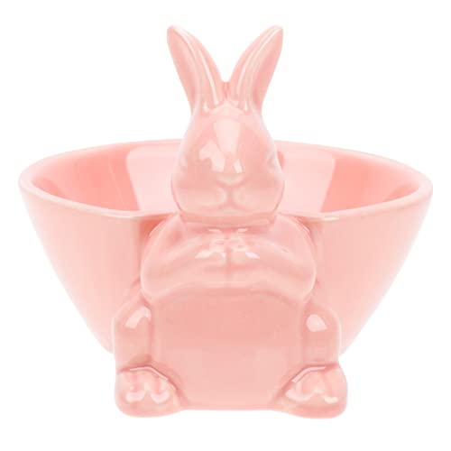 DOITOOL Bunny Candy Dish Ostern Hase Schüssel Keramik Obstschale Snack Servierschale Ostersalat Dessertschale Tischdekoration (Rosa) von DOITOOL