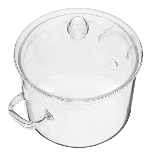 Milch Creamer Jug. Durchsichtiger Topf Kochtopf Mit Deckel Antihaftbeschichtete Schüssel Suppentopf Eierpfanne Widerstandsfähiger Kochtopf Für Suppennudelbratpfannen 1900Ml Suppentöpfe von DOITOOL