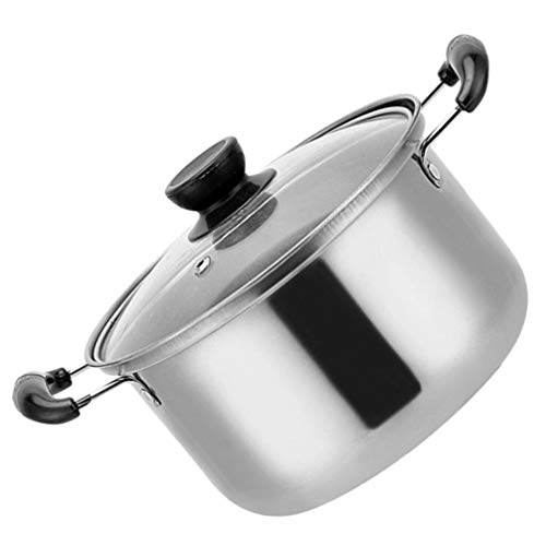 DOITOOL Edelstahl Suppentopf mit Glasdeckel, 18 cm, Silber, mindestens 380 Gramm, Poliert, Kochtopf, Topf, 1 x Topf 18 cm, mit Deckel von DOITOOL