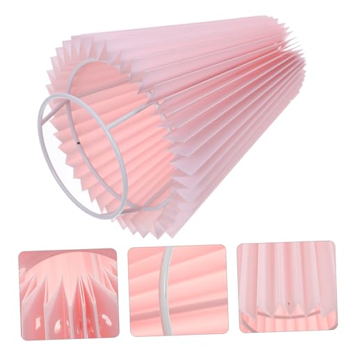 DOITOOL Eleganter Rosa Falten lampenschirm aus Stoff Dekorativer Lampenabdeckung für Tischlampen Installieren Stilvolles Zubehör für Warmes Wohnambiente und Schlafzimmer von DOITOOL
