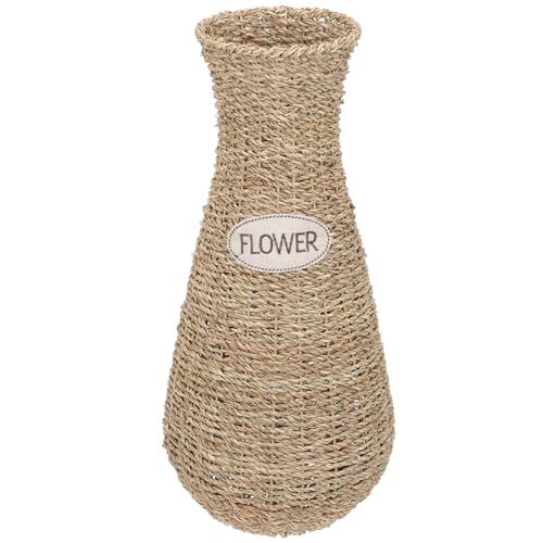 DOITOOL Vasen Deko, Landhausstil Deko Bodenvase Landhaus-Dekoration, Pflanzen-Dekor Trockenblumen Zur Dekoration Rattan-Blumentopf Kreative, Vase Beige Gewebter Blumentopf Blumenvase (44x21x21cm) von DOITOOL