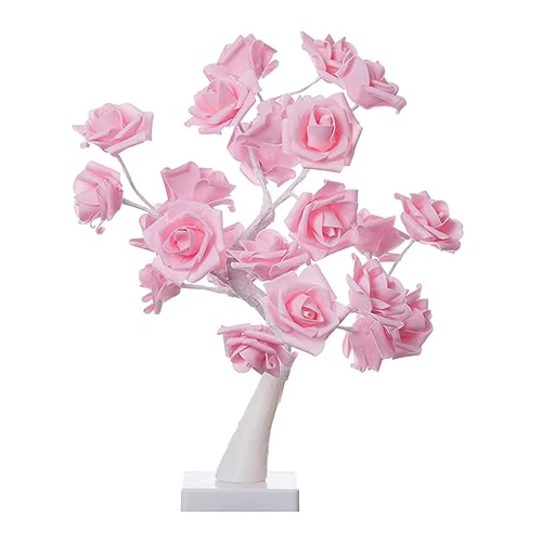 DOITOOL Führte Rose Bonsai-tischleuchte Rosen-bonsai-baum Weihnachtstischlicht Nachttischlampe Rose Led-nachttischlampe Rosenbaum Licht Blumen-bonsai-baum Nachtlicht Schreibtisch Künstlich von DOITOOL