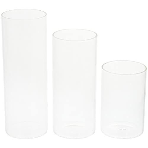 DOITOOL Glaszylindervase 3Er-Set Zylindervasen Klarem Glas für Mittelstücke Hurrikan-Kerzenhalter Glas für Stumpenkerzen Schwimmende Kerzenvase für Hochzeitsdekoration von DOITOOL