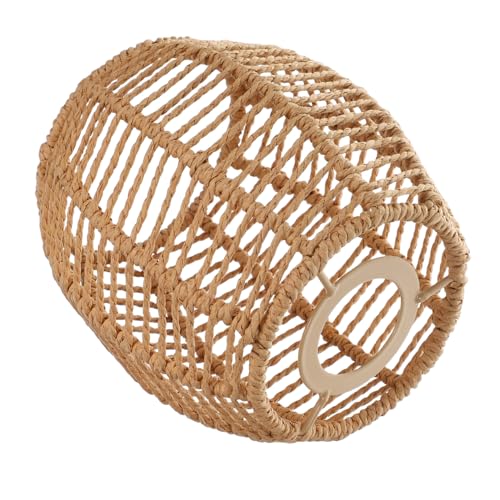 DOITOOL Handgefertigter Gewebter Lampenschirm Hängelampe aus Papierseil Dekorative Lichtabdeckung für Wohnzimmer Hotpot und Bbq Restaurants Lampendurchmesser Khakifarbener Lampenschirm von DOITOOL