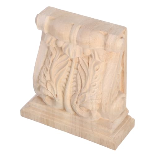 DOITOOL Handgeschnitzte Holzstütze Unbemalter Massiver Holzträger Dekorative Geschnitzte Eckapplikation für Wandregale Elegante Europäische Holzsäulenstütze für Hochwertige Möbelverzierung von DOITOOL