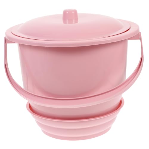 DOITOOL Kammertopf mit Deckel Griff Bettpfanne Urintöpfe Urineimer Spittoon Töpfchen Flasche Notfall Pee Eimer Behälter für Zuhause Krankenhaus Rosa von DOITOOL