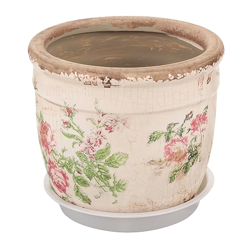 DOITOOL Keramik-Blumentopf, Vintage-Kaktus-Pflanzgefäß, Hydrokultur-Blumentopf, Vintage, Keramik, Sukkulententopf, für den Außenbereich, Hydrokultur, kleiner Blumentopf von DOITOOL