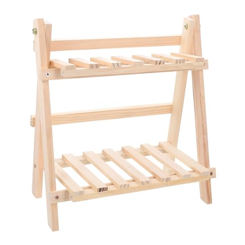DOITOOL Klappbares Desktop Regal aus Hochwertigem Holz Stabiles Zweistöckiges Aufsatzregal für Schreibtisch Vielseitiger Organizer für Büro Kosmetik und Kleinteile Natürliche Holzoptik von DOITOOL