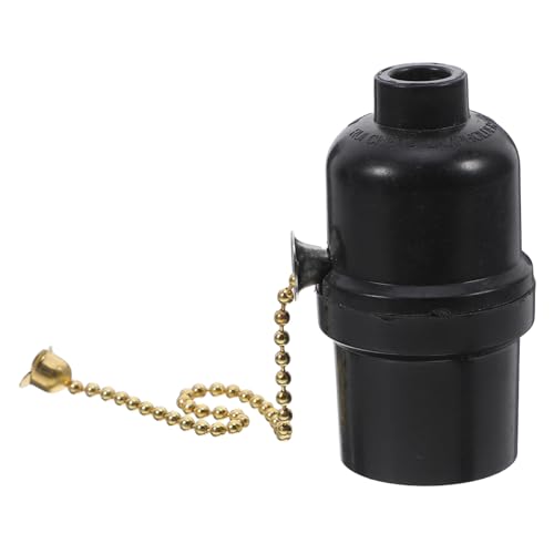 DOITOOL Lampenfassung mit Zugkette Vintage Stil Bakelit Metall Hitzebeständig Sicher Kompatibel für Tisch und Stehlampen Einfache Installation Schwarz Goldener Zugschalter für von DOITOOL