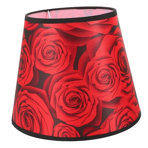 DOITOOL Lampenschirm Mit Roter Rose Lampenabdeckung Ethnischer Lampenschirm Tischlampenschirm Clip Am Lampenschirm Deckenlampenschirm E27 Leichte Trommel Schreibtischlampe Stoff von DOITOOL