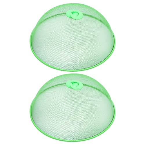 DOITOOL Lebensmittel Fliegenhaube Essen Fliegennetz Eisen Grün 28cm Rund Speiseschirm 2 Stück Abdeckhaube für Brot Obst Gemüse Speise Kuchen Käse Abdeckung Restaurant Küche Picknick Garten von DOITOOL