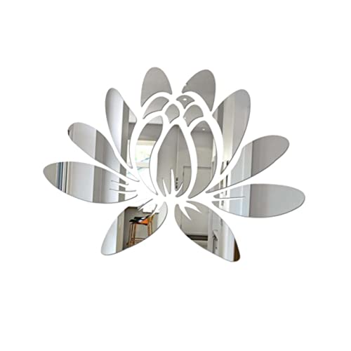 DOITOOL Lotus Spiegel Wandaufkleber Abnehmbarer Wandtattoo für Badezimmer Schlafzimmer Wohnzimmer Dekoration Silber DOITOOL Lotus Spiegel Wandaufkleber Abnehmbarer Wandtattoo für Badezimmer Schlafzimmer Wohnzimmer Dekoration Silber von DOITOOL