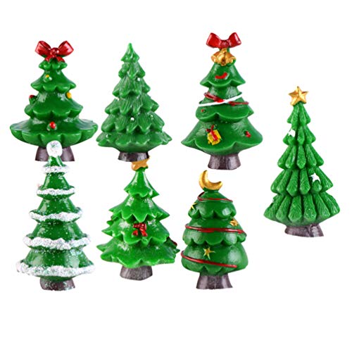 DOITOOL Mini Harz Weihnachtsbaum Ornamente Miniatur Figuren Adventskalender Stuffers Füller Mikrolandschaft Ornament Puppenhaus Dekoration 7Pcs von DOITOOL