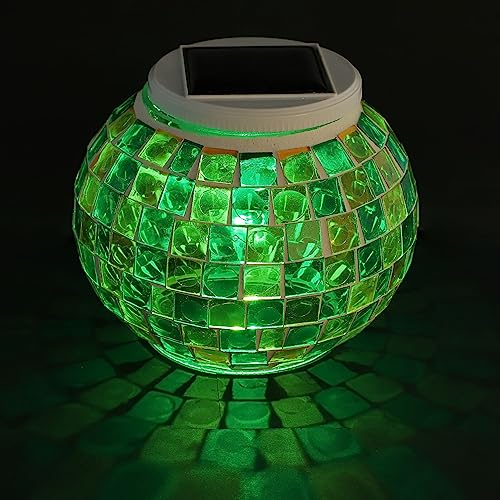 Mosaik Licht Solar- Mosaik-gartenlaterne Led-tischlampe Mosaik-gartenlampe Led-solarleuchten Farbwechselndes Mosaik-solarlicht Mosaik-solarlaternen Led-dekor Glas Draussen Erde von DOITOOL