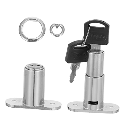 DOITOOL Schranktürschlösser 2 Stück Push Plunger Lock Schublade Vitrine Lock Zylinderkopfschloss für Schiebetür Schreibtisch Kleiderschrank Möbelschrank Schubladenschloss von DOITOOL