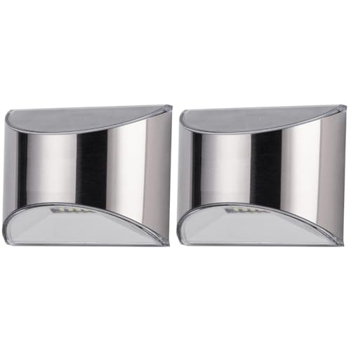 DOITOOL 2stücke Wasserdichte Solar Wandleuchte Für Außenbereich Led Gartenlampe Mit Solarenergie Für Garten Edelstahl Silber Außenlicht Gartenbeleuchtung von DOITOOL