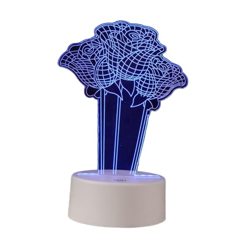 DOITOOL Nachtlampe Led-Nachtlicht Touch-Nacht Led-Schreib 3D-Nachtlicht Rosen-Schreibtischlicht Rosenfirgure-Licht 3D-Illusionslampe Schreibn Kreative Nachttischlampen von DOITOOL