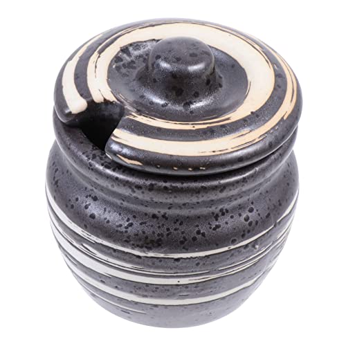 DOITOOL Keramiktopf Für Sushi Und Bonbons Senf Und Gewürztopf Haltbarer Gewürzbehälter Schwarz von DOITOOL