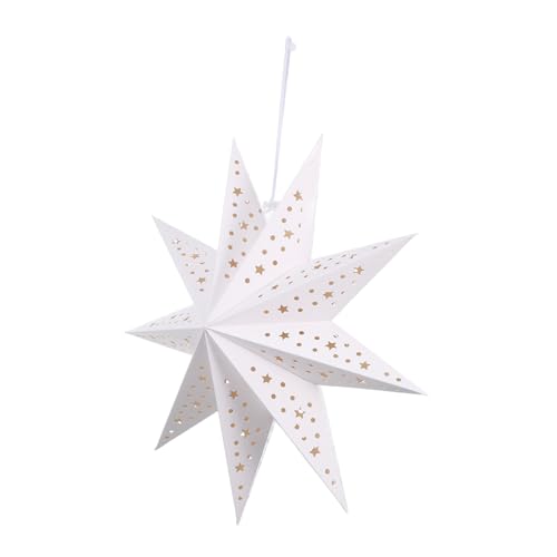 DOITOOL Weihnachtlicher Papierlampenschirm mit Led-lichterkette Faltbarer Origami Stern Lampion für Innen Wiederverwendbare Weihnachtsstern Dekoration Hängender Lichtervorhang für Fest und von DOITOOL