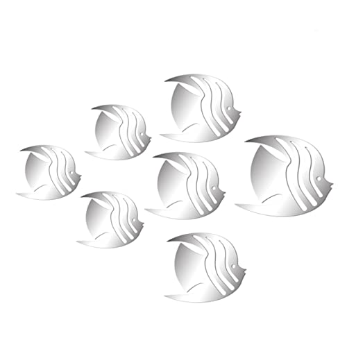 DOITOOL 7 Stück 3d Fisch Wandtattoo Abnehmbare Spiegel Wandkunst Für Wohnzimmer Schlafzimmer Büro Moderne Dekoration Für Glatte Oberflächen Silberfarbenes Design von DOITOOL