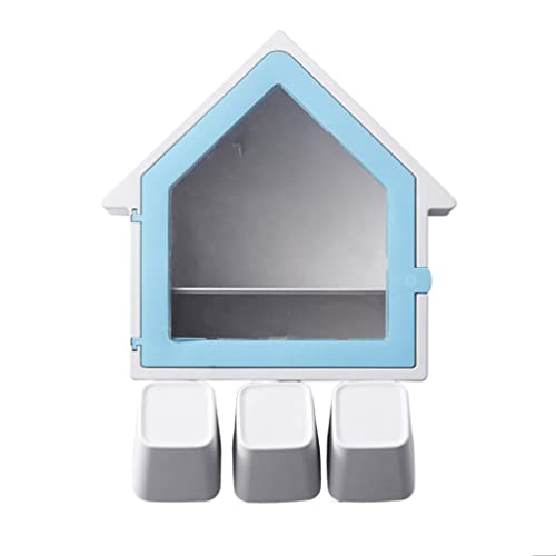 DOITOOL Zahnbürstenhalter, 34 x 27 cm, Hausform, multifunktional, Zahnputz-Aufbewahrung, Nicht perforiert, Zahnbürstenbecherhalter, entwässerbar, Zahnputzregal (blau) von DOITOOL