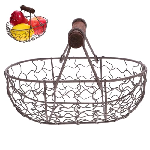 Drahteierkorb zum Sammeln von frischen Eiern: Eiersammelkorb mit Holzgriff Eierhalter, dekorativer Eiersammelkorb Draht Obst Aufbewahrungskorb, Arbeitsplatte Ei Obst Lagerung Drahteierkorb zum Sammeln von frischen Eiern: Eiersammelkorb mit Holzgriff Eierhalter, dekorativer Eiersammelkorb Draht Obst Aufbewahrungskorb, Arbeitsplatte Ei Obst Lagerung von DOITOOL