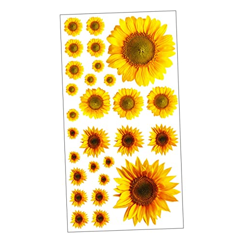 DOITOOL 1 Blatt Sonnenblumen-aufkleber Blumendekor Sonnenblumen Wandtattoo Sonnenblumen Wandkunst Kindergarten Wand Rose Wandtattoo Gelber Blumenwandaufkleber Pvc Fenster Anlage 3d von DOITOOL